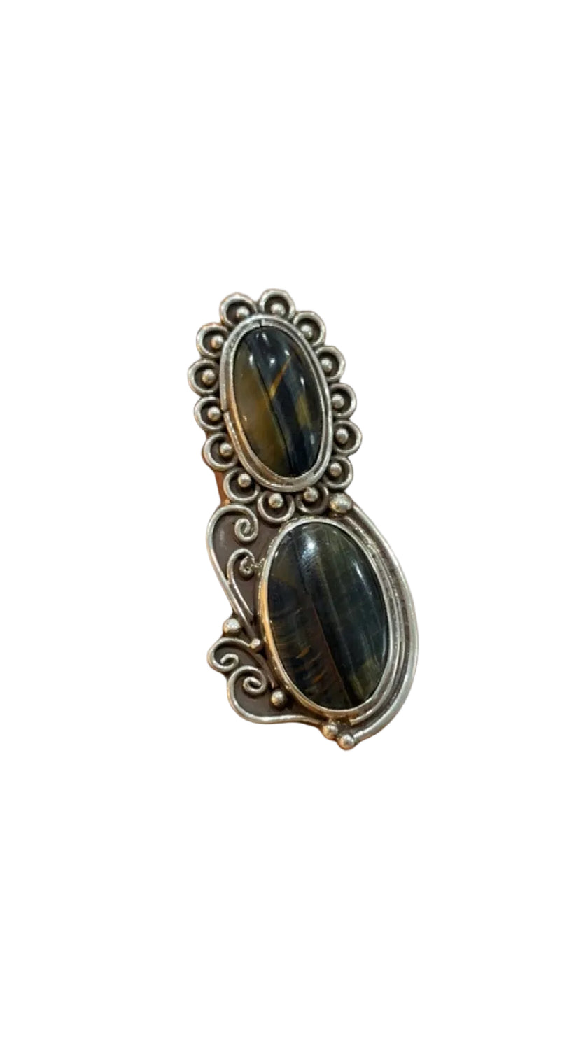 Golden Glaze - Tiger’s Eye in Silver