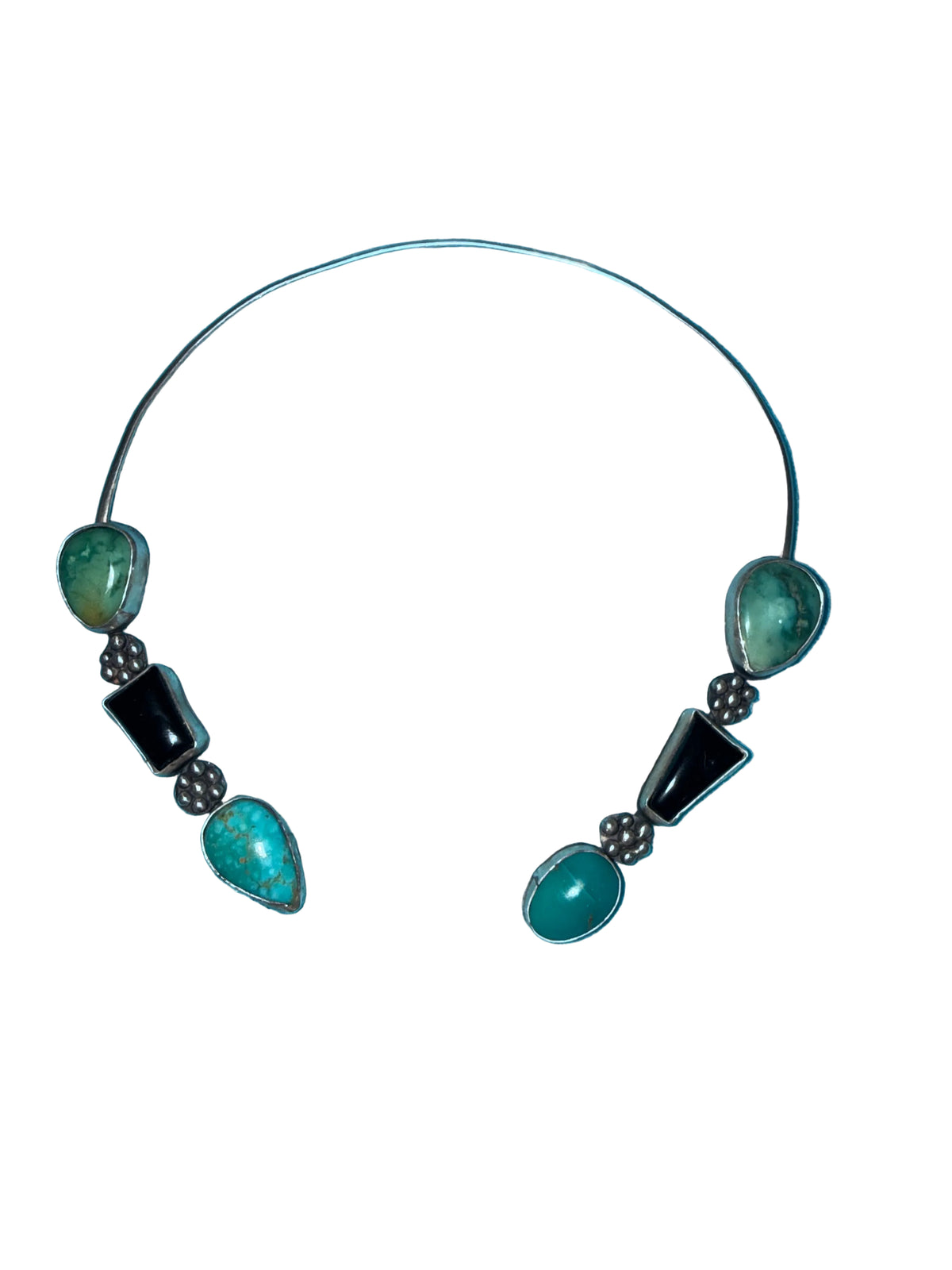 Midnight in Emerald Valley – Turquoise & Black Onyx Collar Necklace