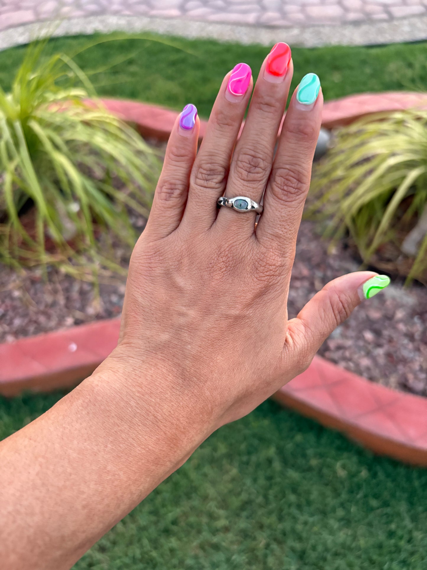 Cosmaqua – Blue-Green Opal Cosmic Ring