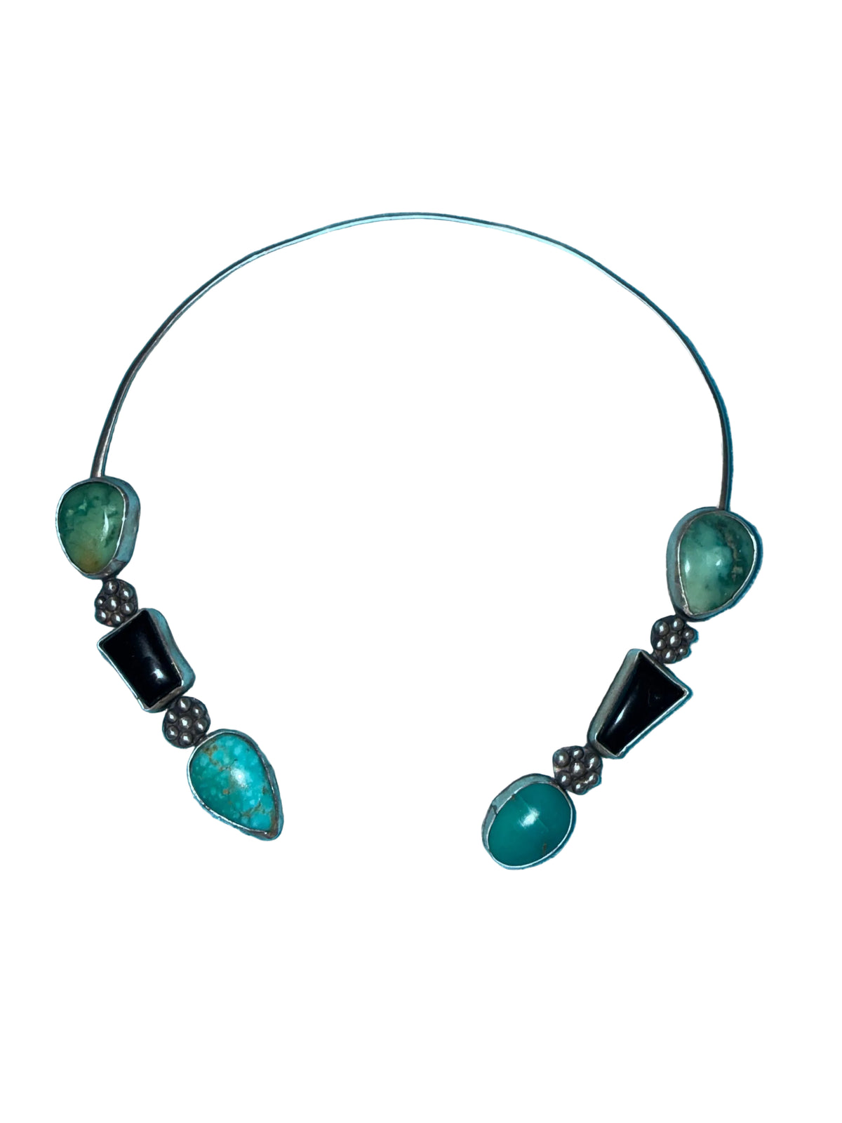 Midnight in Emerald Valley – Turquoise & Black Onyx Collar Necklace