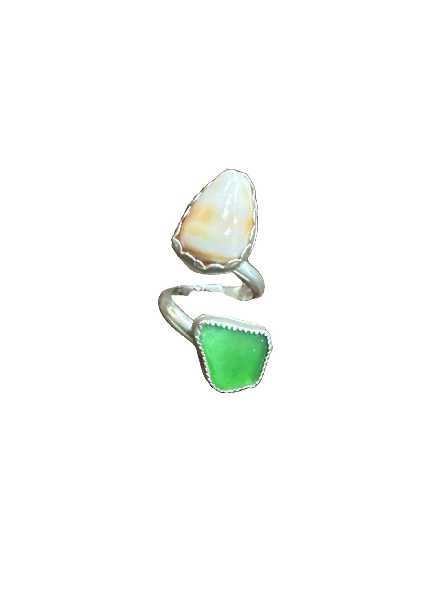 Island Drift Ring — Puerto Rico Sea Glass & Maui Shell