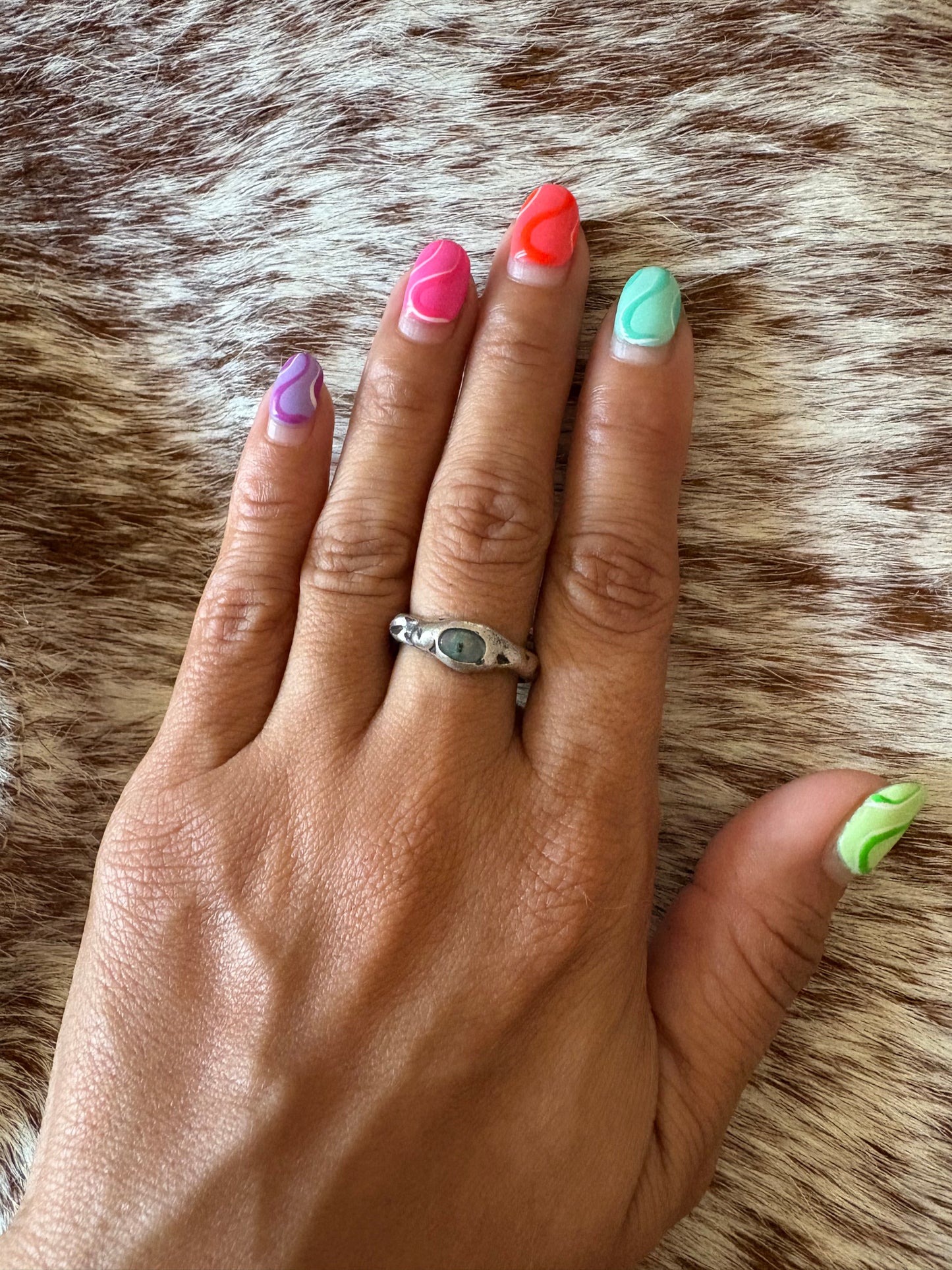 Cosmaqua – Blue-Green Opal Cosmic Ring