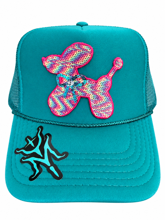 Pretty in Poodle – Teal Trucker Hat 🐩